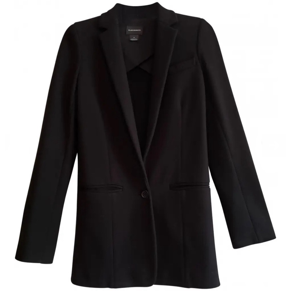 Club Monaco Black Long Ribbed Back Blazer Sz 0
